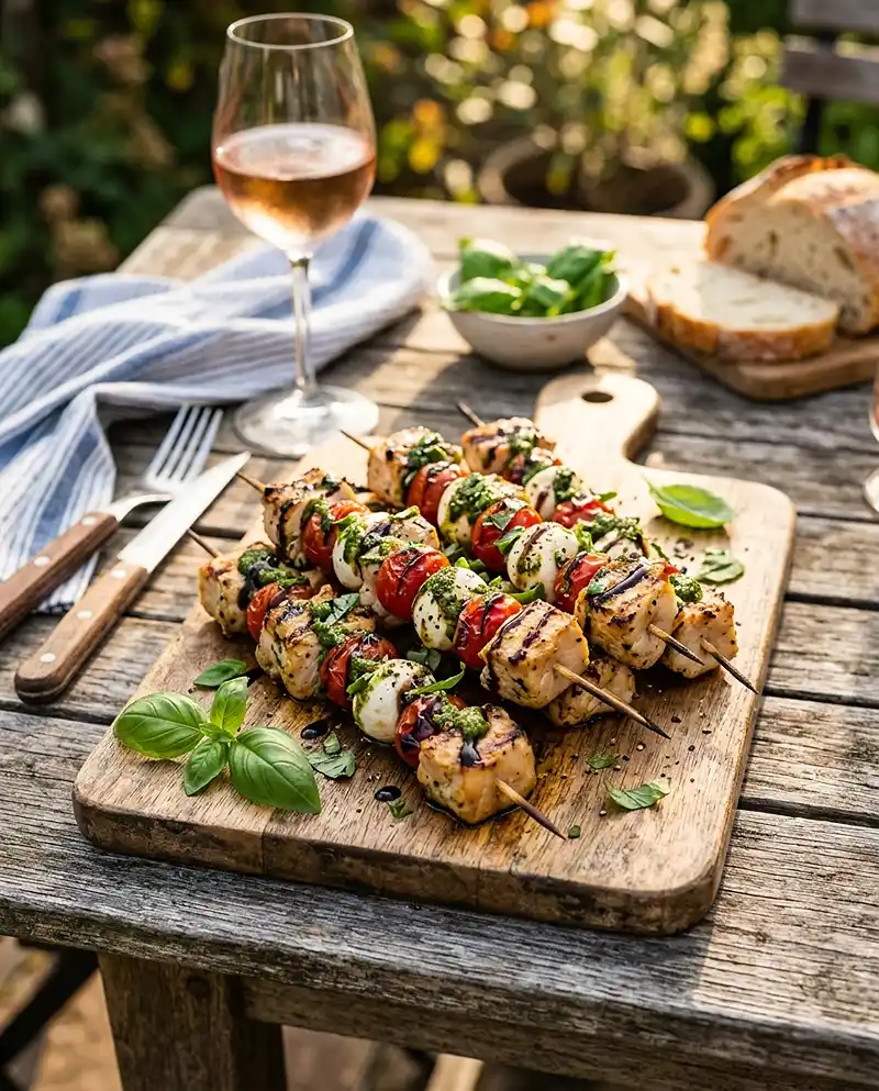 Caprese Chicken Skewers 4 Caprese Chicken Skewers RECIPE