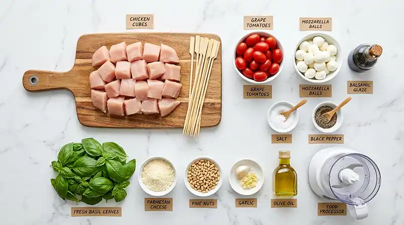 Caprese Chicken Skewers 2 INGREDIENTS FOR Caprese Chicken Skewers