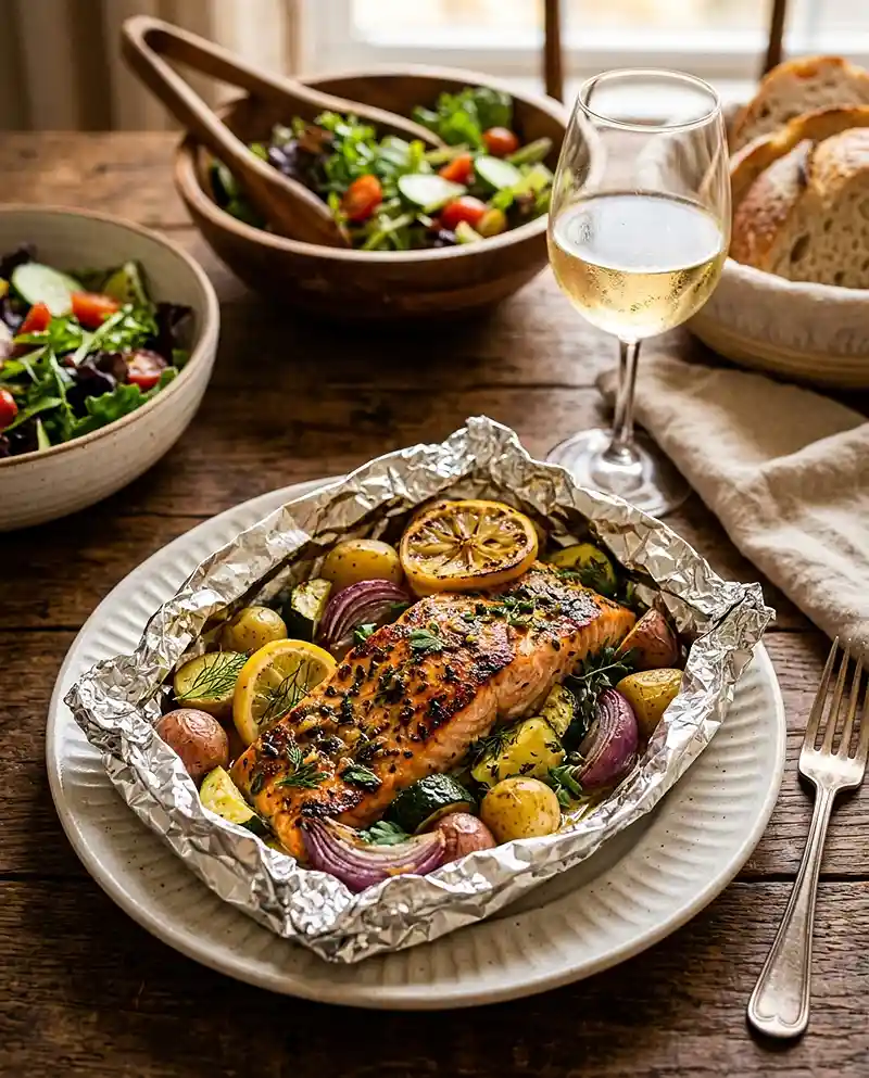 Lemon Garlic Salmon Foil Packets 5 Lemon Garlic Salmon Foil Packets recipe