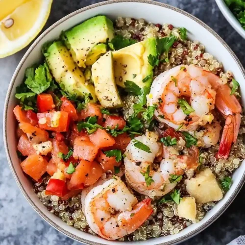 Lemon Garlic Shrimp Quinoa Bowls