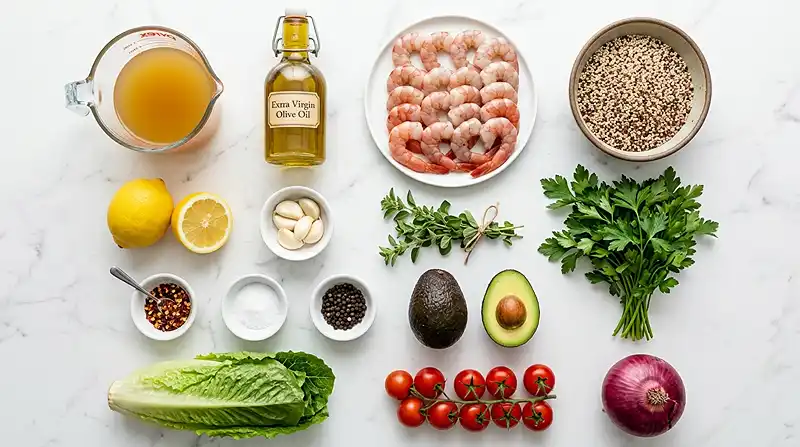 Lemon Garlic Shrimp Quinoa Bowls Ingredients