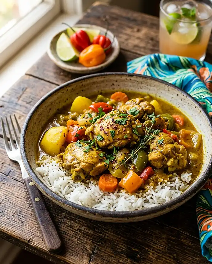 Caribbean Curry Bowl with Tender Chicken 5 Original Jamaican Curry Chicken