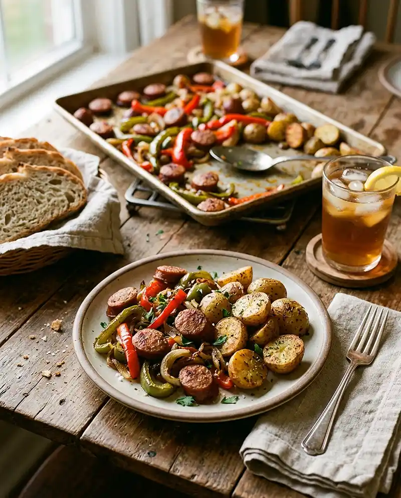 Sheet Pan Sausage Peppers and Potatoes 4 Sheet Pan Sausage Peppers and Potatoes recipe