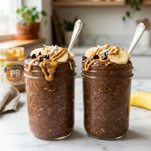 chocolate peanut butter banana overnight oats​