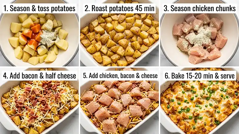 Chicken Bacon Ranch Potato Bake 3 how to make Chicken Bacon Ranch Potato Bake