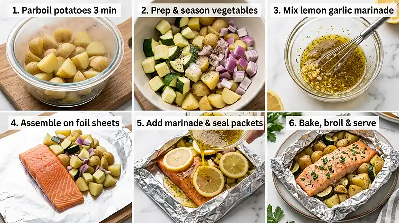 Lemon Garlic Salmon Foil Packets 4 how to make Lemon Garlic Salmon Foil Packets