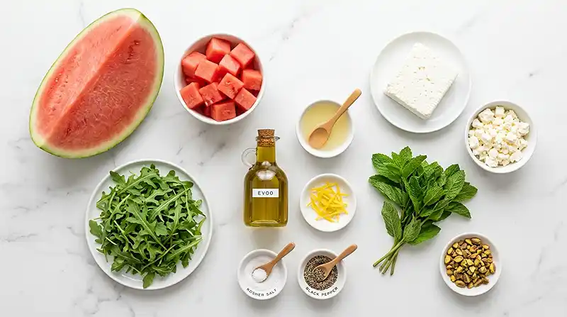 ingredient for Watermelon Feta Mint Salad