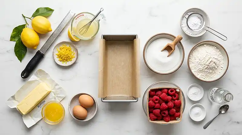 ingredients for Raspberry Lemon Loaf