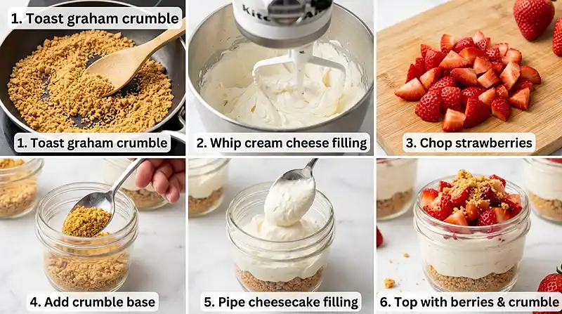 No-Bake Strawberry Cheesecake Cups 3 making of No-Bake Strawberry Cheesecake Cups