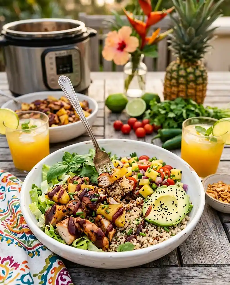 BBQ Chicken Pineapple Bowls 4 BBQ Chicken Pineapple Bowls recipe