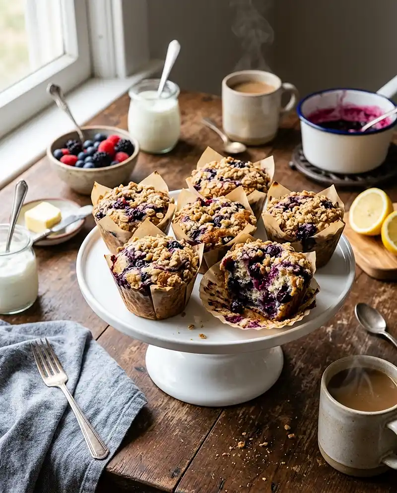 Berry Cobbler Muffins 4 Berry Cobbler Muffins recipe
