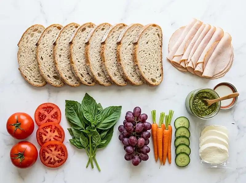 Caprese Turkey Sandwich Boxes 3 Caprese Turkey Sandwich Boxes Ingredients