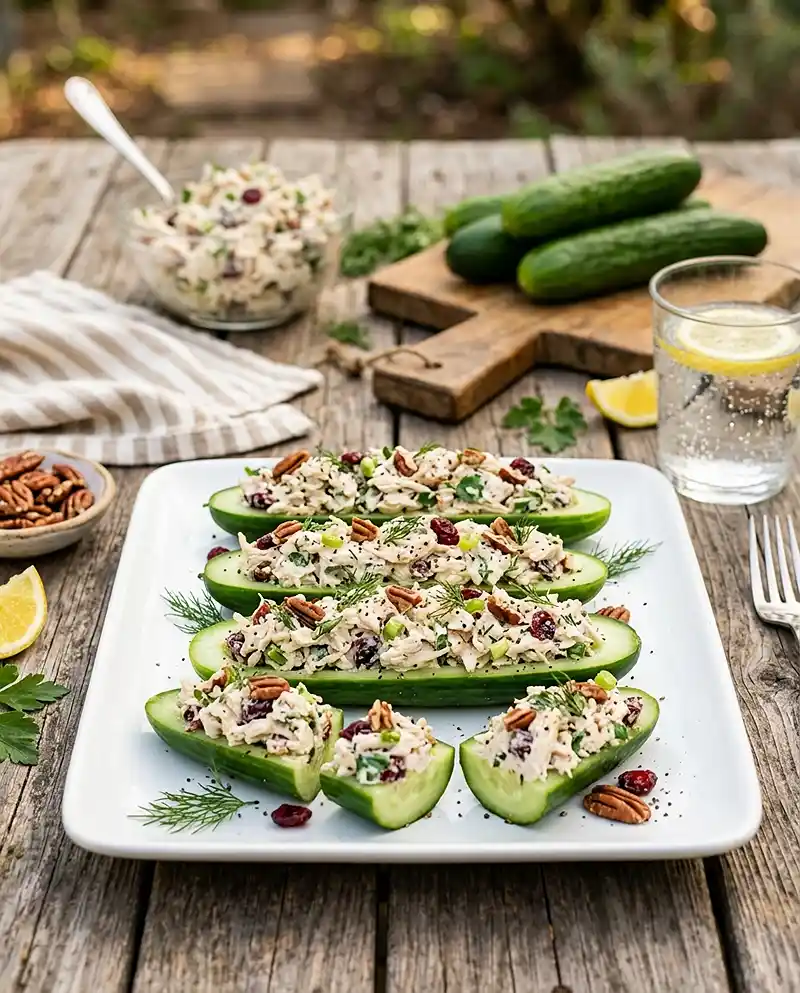 Chicken Salad Cucumber Boats 4 Chicken Salad Cucumber Boats recipe