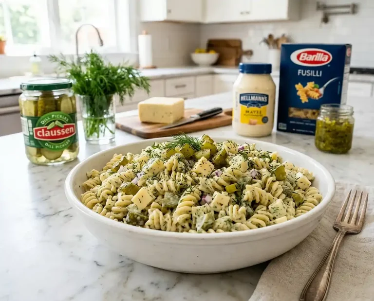 Creamy Dill Pickle Pasta Salad