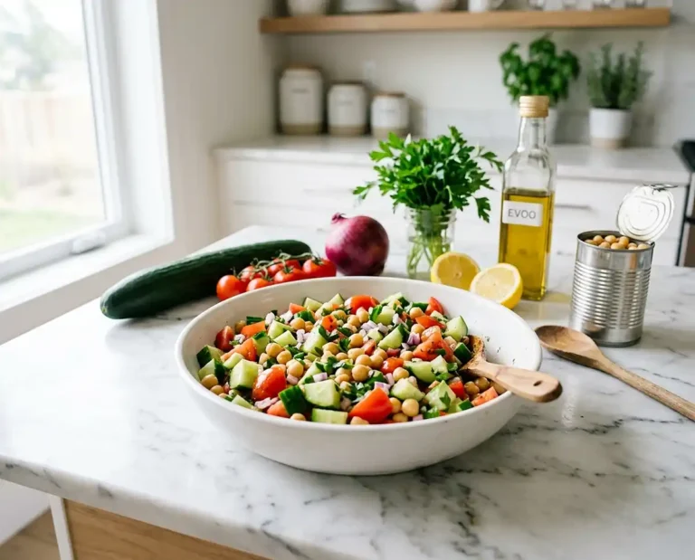 Cucumber Tomato Chickpea Salad