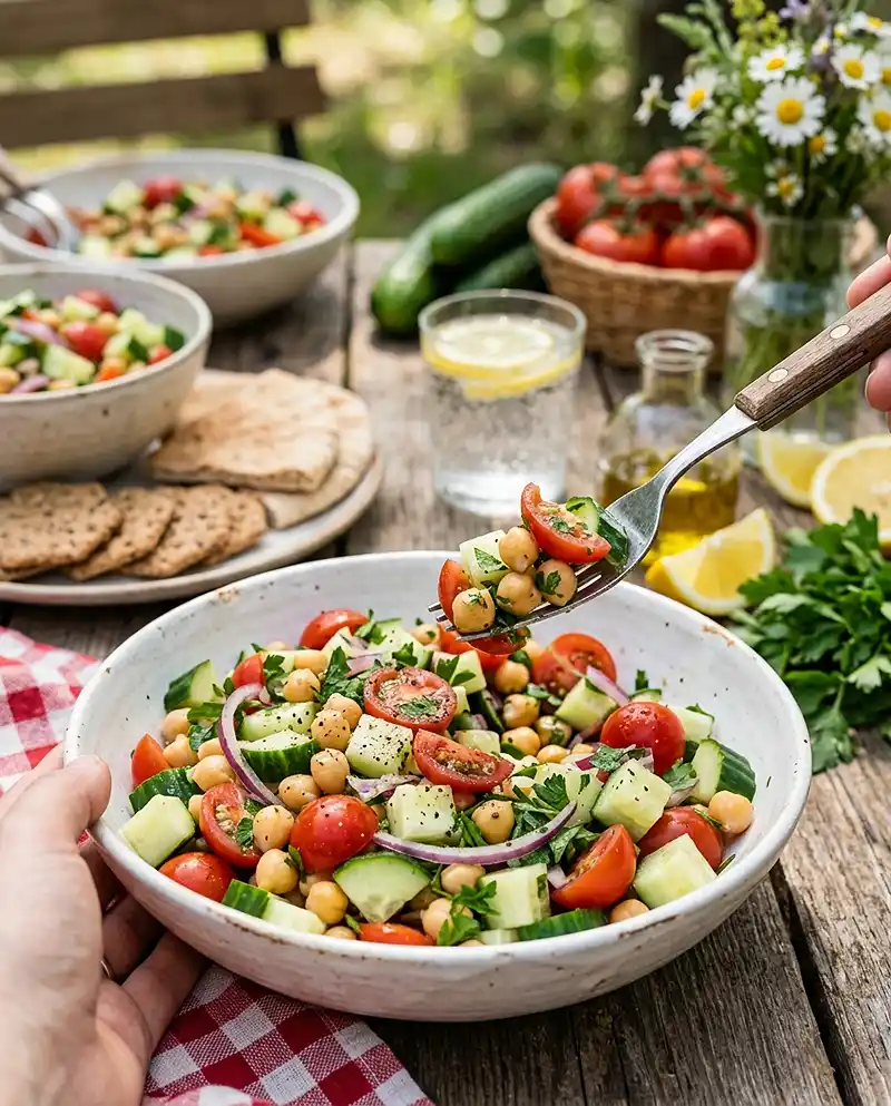 Cucumber Tomato Chickpea Salad 4 Cucumber Tomato Chickpea Salad recipe