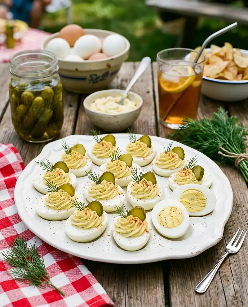 Dill Pickle Deviled Eggs 4 Dill Pickle Deviled Eggs recipe