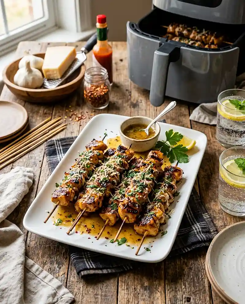 Garlic Parmesan Chicken Skewers 4 Garlic Parmesan Chicken Skewers recipe