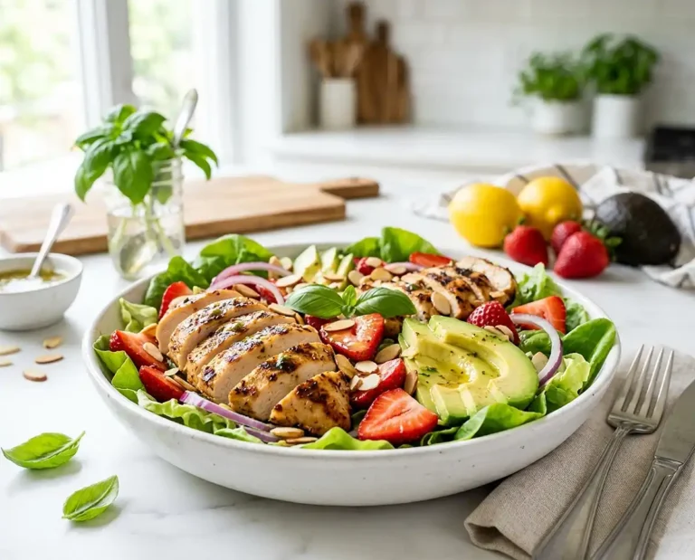 Grilled Chicken Strawberry Avocado Salad