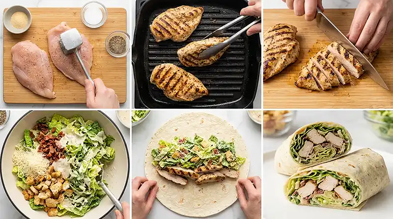 Grilled Chicken Caesar Wraps 3 HOW TO MAKE Grilled Chicken Caesar Wraps