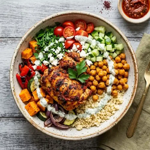 Harissa Chickpea Chicken Bowls 2 Harissa Chickpea Chicken Bowls