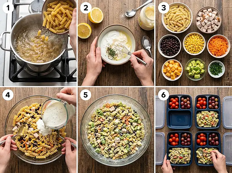 Turkey Avocado Pasta Salad Lunch Boxes 4 How to Make Turkey Avocado Pasta Salad Lunch Boxes