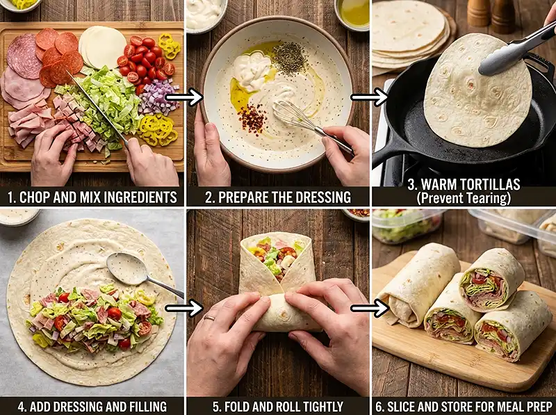 Italian Chopped Wrap Boxes for Lunch 4 How to make Italian Chopped Wrap Boxes