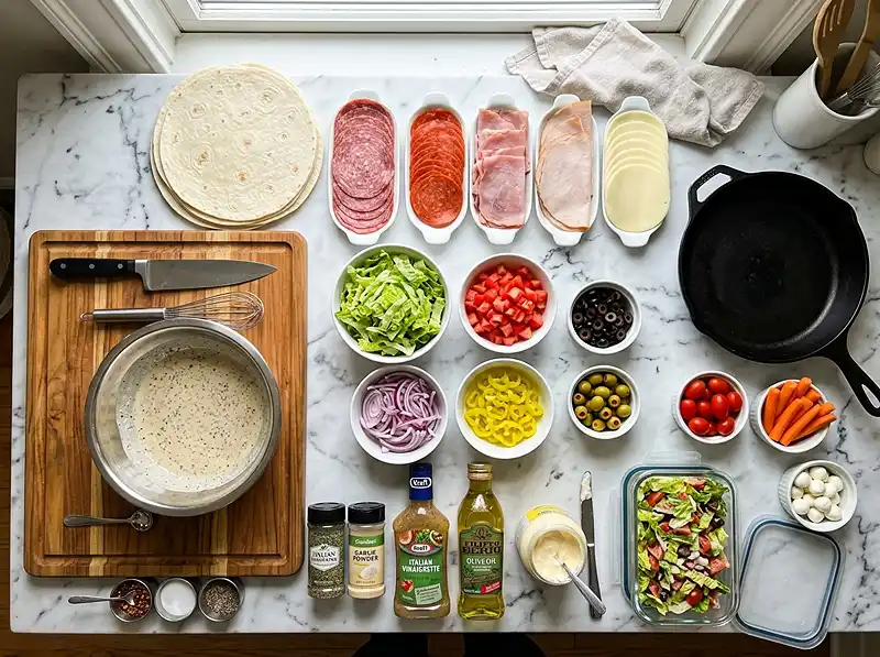 Italian Chopped Wrap Boxes for Lunch 3 Italian Chopped Wrap Boxes Ingredients