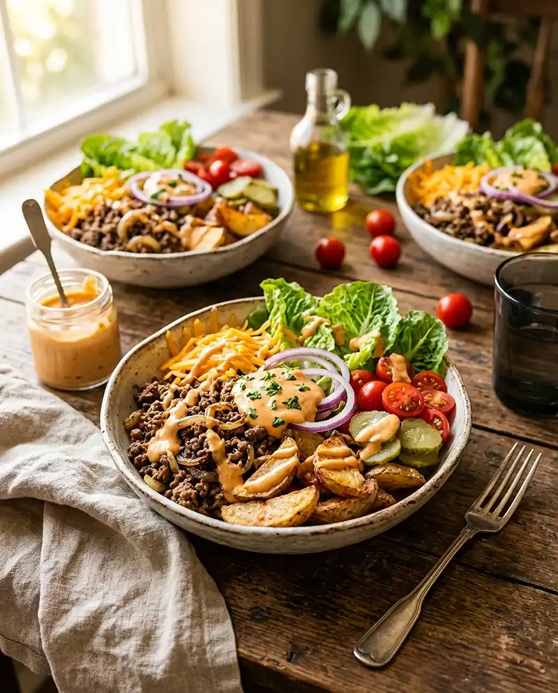 Loaded Burger Bowls 4 Loaded Burger Bowls recipe