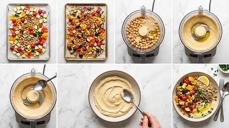 Roasted Veggie Hummus Grain Bowls 3 MAKING THE Roasted Veggie Hummus Grain Bowls
