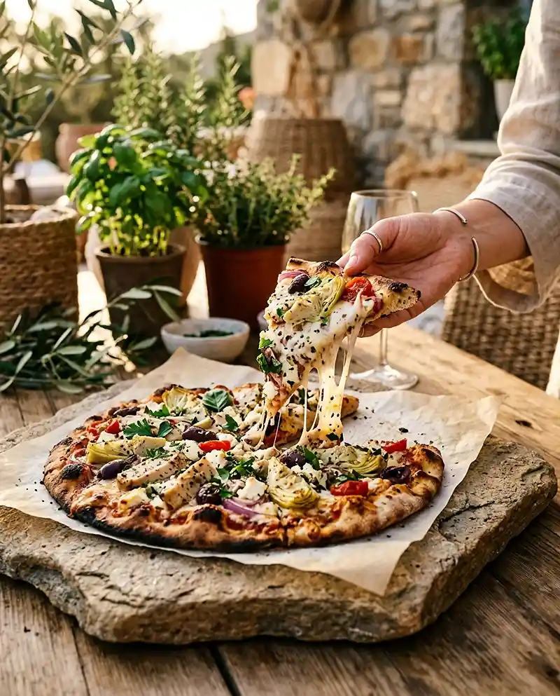 Mediterranean Chicken Flatbread Pizza 4 Mediterranean Chicken Flatbread Pizza recipe