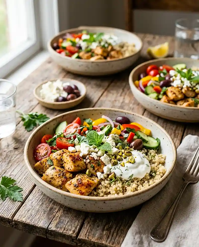 Mediterranean Chicken Quinoa Bowls 4 Mediterranean Chicken Quinoa Bowls recipe