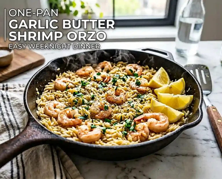One Pan Garlic Butter Shrimp Orzo