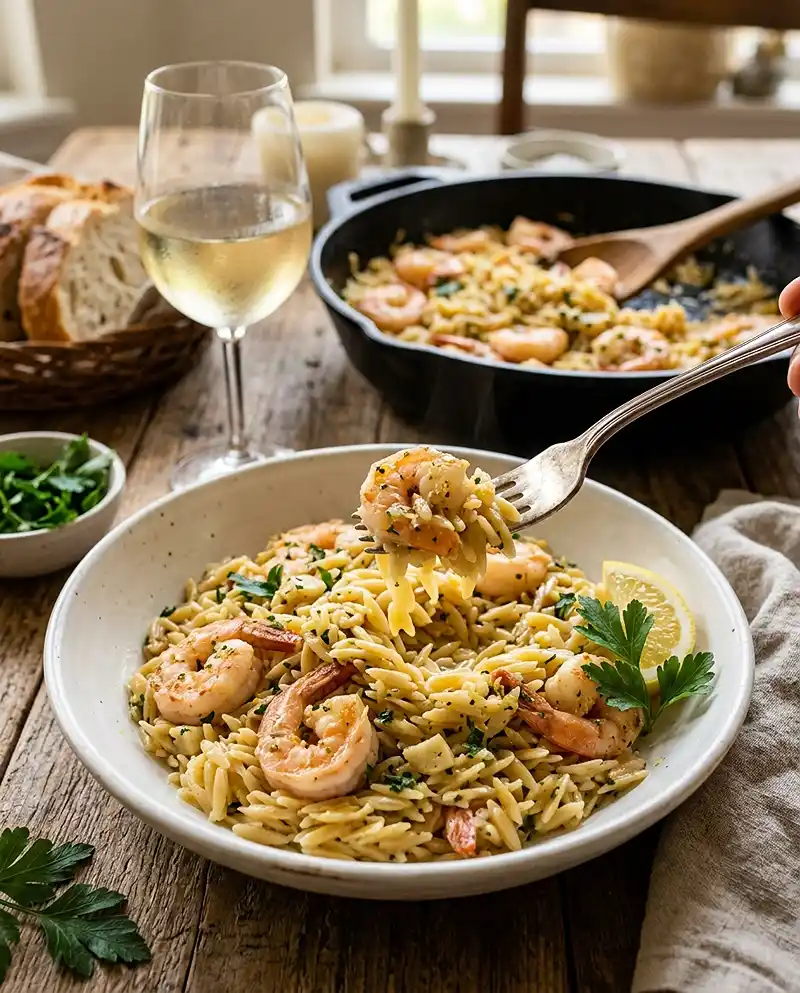 One Pan Garlic Butter Shrimp Orzo 4 One Pan Garlic Butter Shrimp Orzo recipe