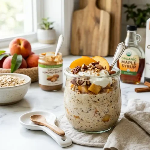 Peach Cobbler Overnight Oats 5 Peach Cobbler Overnight Oats