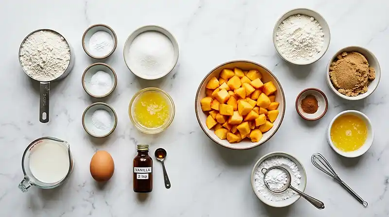 Peach Coffee Cake Muffins 2 Peach Coffee Cake Muffins ingredients