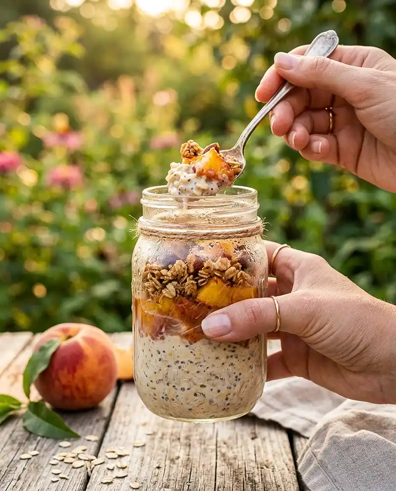 Peach Crisp Overnight Oats 5 Peach Crisp Overnight Oats recipe