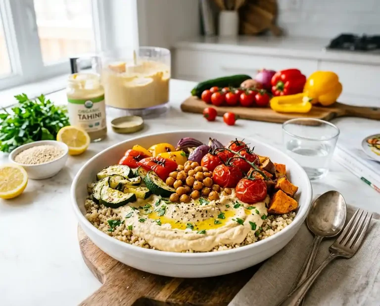 Roasted Veggie Hummus Grain Bowls