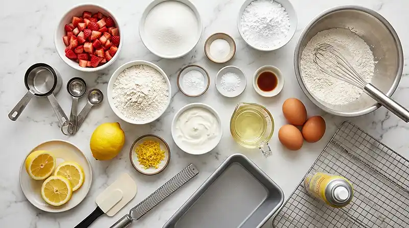 Strawberry Lemonade Loaf Cake 3 Strawberry Lemonade Loaf Cake ingredients