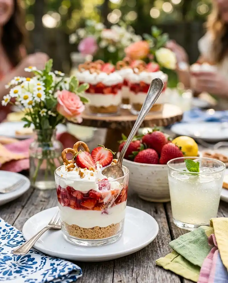 Strawberry Pretzel Salad Cups 4 Strawberry Pretzel Salad Cups recipe