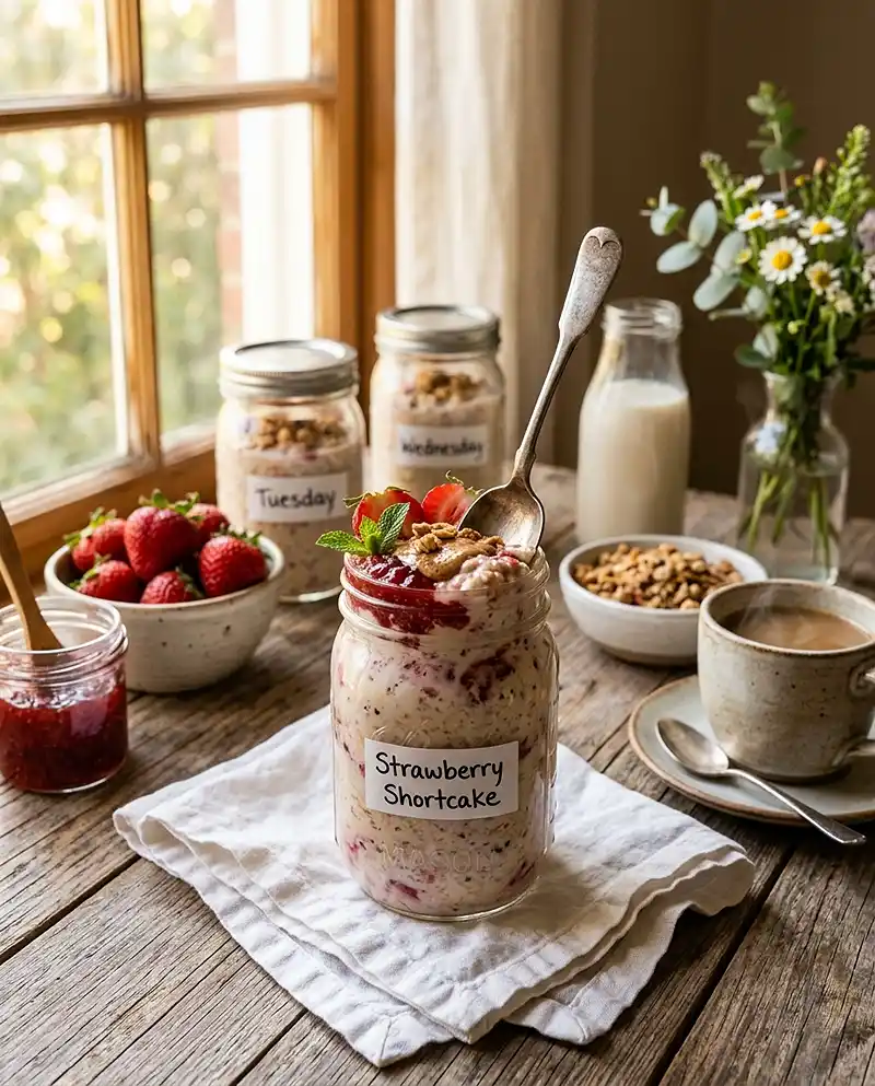 Strawberry Shortcake Overnight Oats 4 Strawberry Shortcake Overnight Oats RECIPE