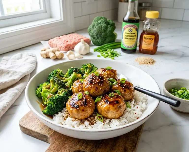 Teriyaki Turkey Meatballs with Broccoli