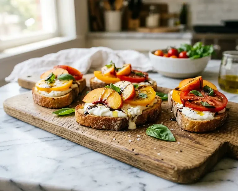 Tomato Peach Burrata Bites