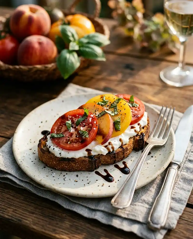 Tomato Peach Burrata Bites 4 Tomato Peach Burrata Bites recipe