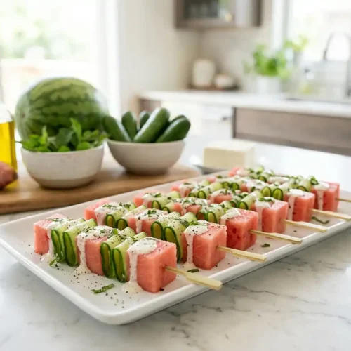 Watermelon Cucumber Skewers 5 Watermelon Cucumber Skewers