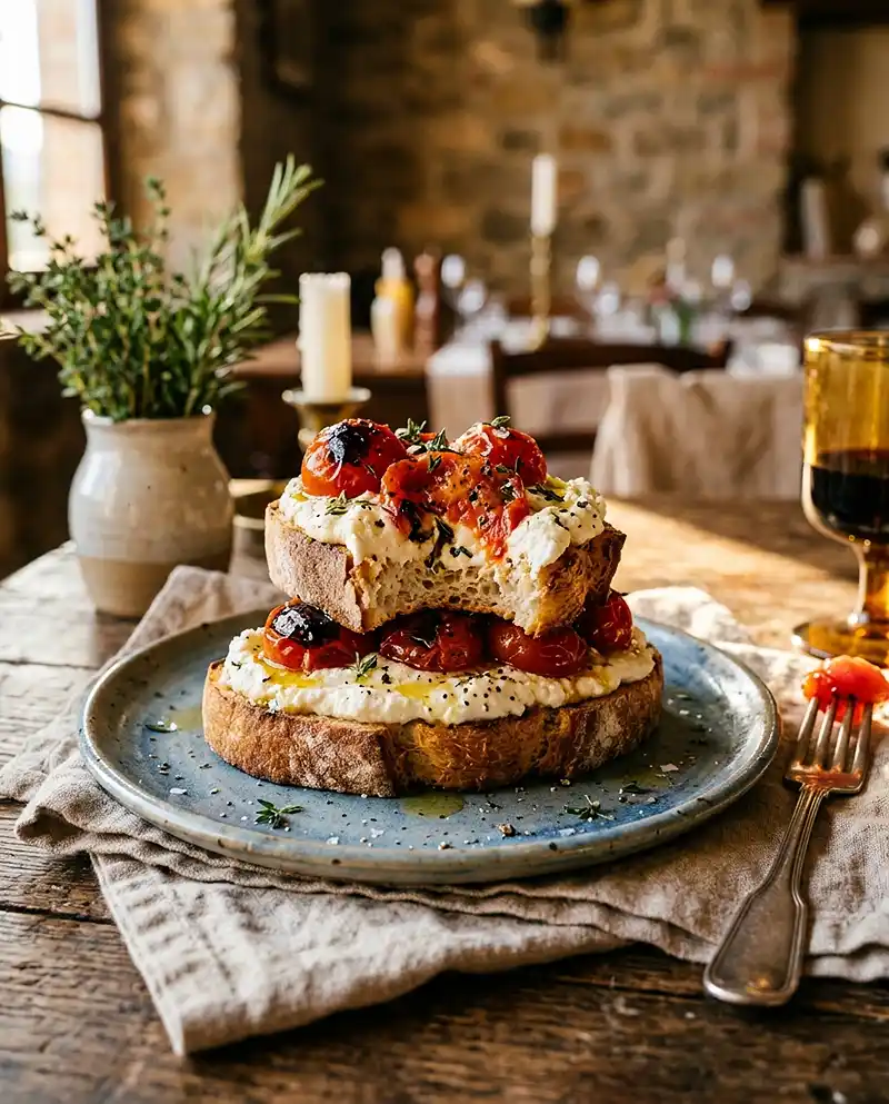 Whipped Ricotta Roasted Tomato Crostini 4 Whipped Ricotta Roasted Tomato Crostini recipe