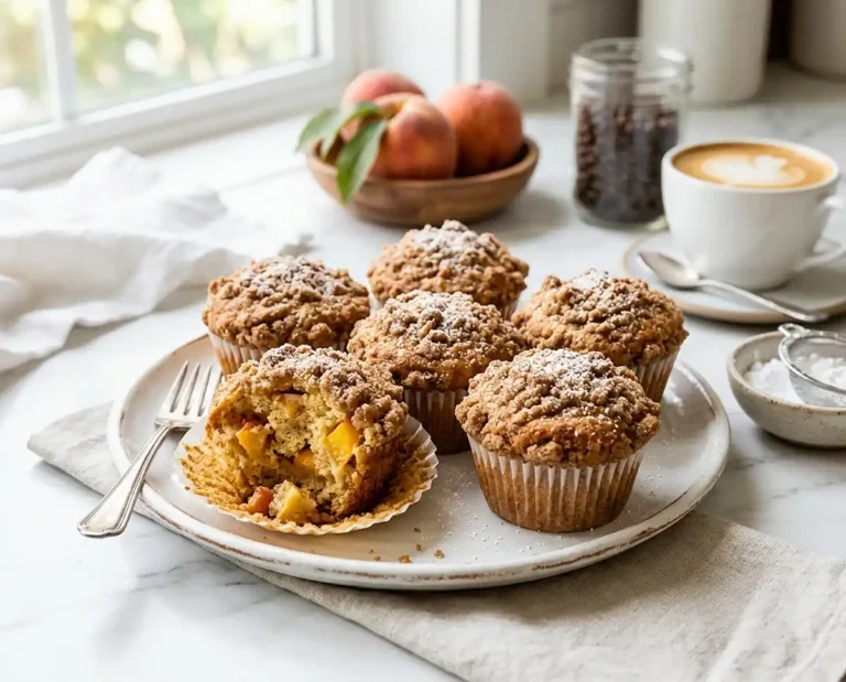 cozy Peach Coffee Cake Muffins