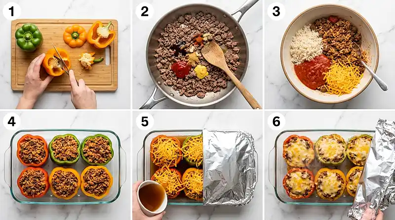 Cheeseburger Stuffed Peppers 3 how to make Cheeseburger Stuffed Peppers