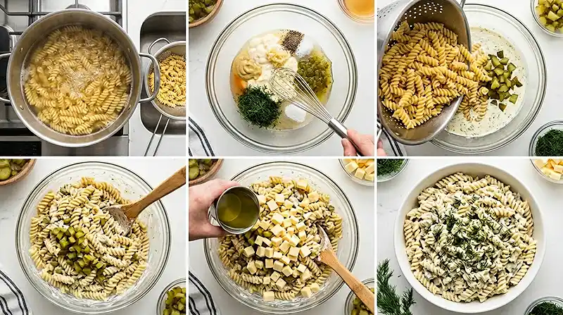 Creamy Dill Pickle Pasta Salad 3 how to make Creamy Dill Pickle Pasta Salad