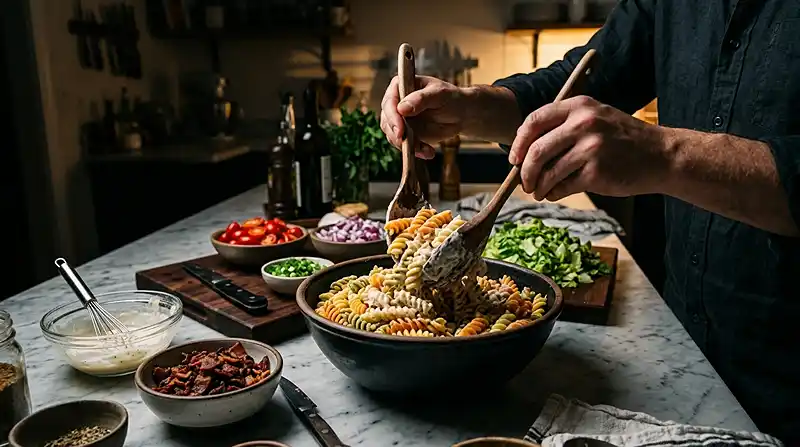 BLT Ranch Pasta Salad 3 how to make the BLT Ranch Pasta Salad